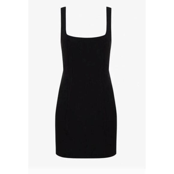 Rumored Twiggy Square Neck Bodycon Mini Dress in Black 90s Grunge Goth Minimal - Picture 2 of 7